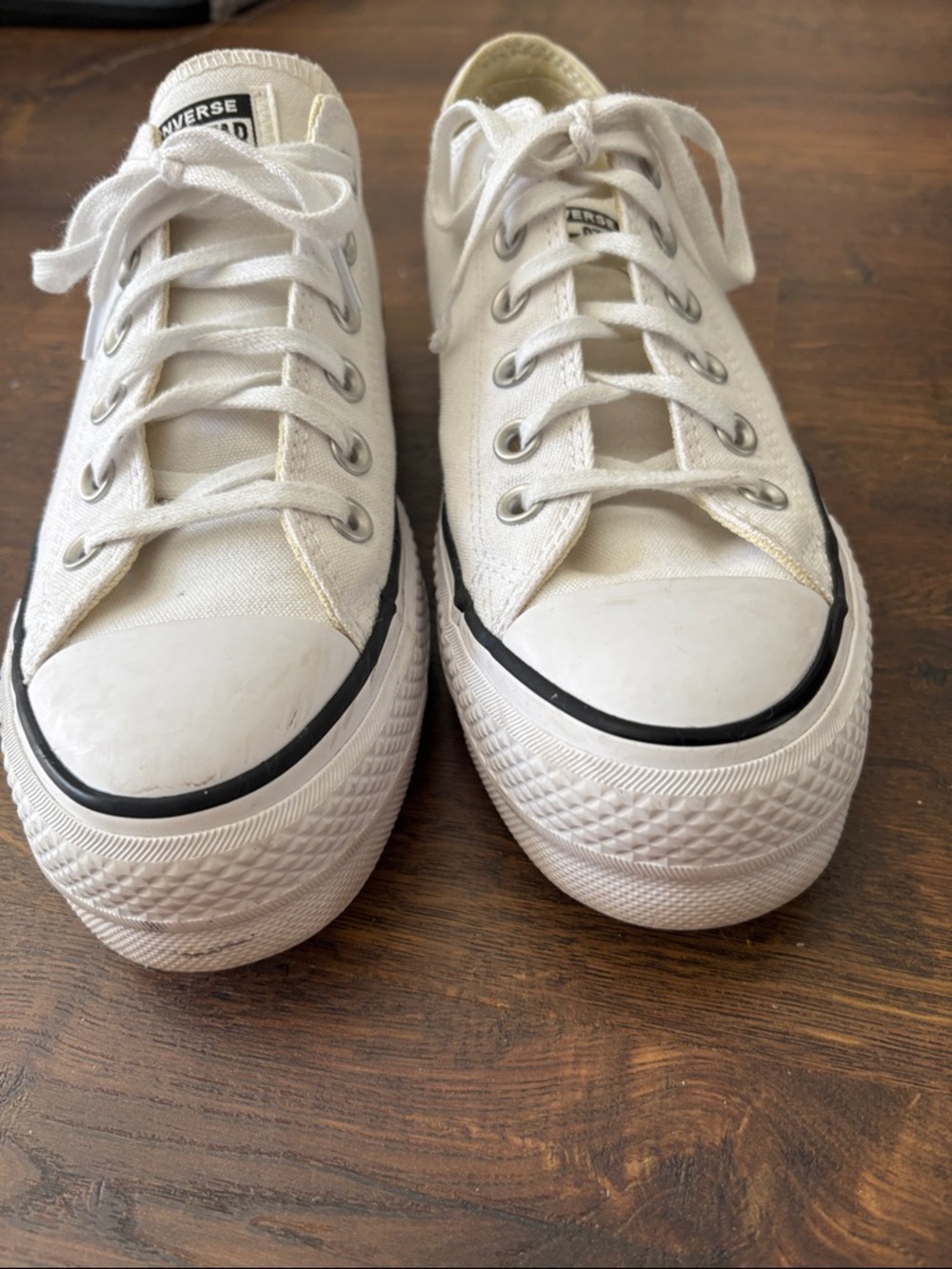 Converse White Low Top platform Sneakers - Picture 2 of 5
